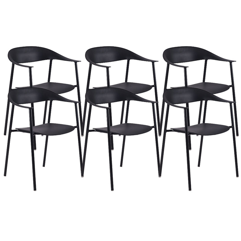 Silla de plástico de silla trasera abierta moderna con base de metal