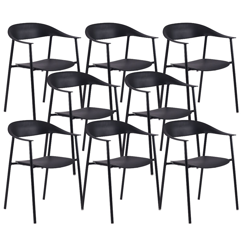 Silla de plástico de silla trasera abierta moderna con base de metal