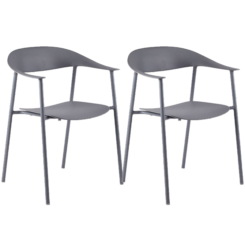 Silla de plástico de silla trasera abierta moderna con base de metal