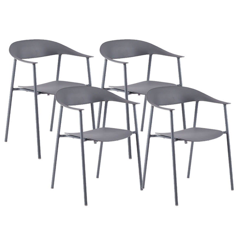 Silla de plástico de silla trasera abierta moderna con base de metal