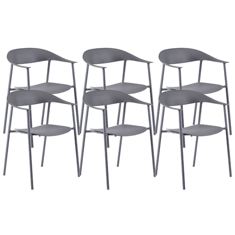 Silla de plástico de silla trasera abierta moderna con base de metal