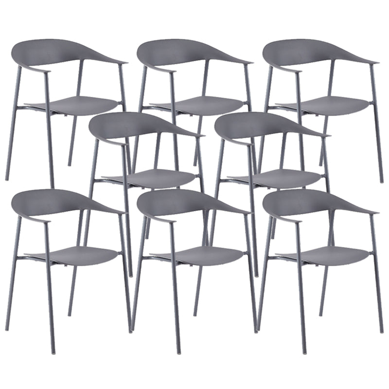 Silla de plástico de silla trasera abierta moderna con base de metal