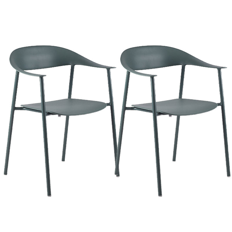 Silla de plástico de silla trasera abierta moderna con base de metal