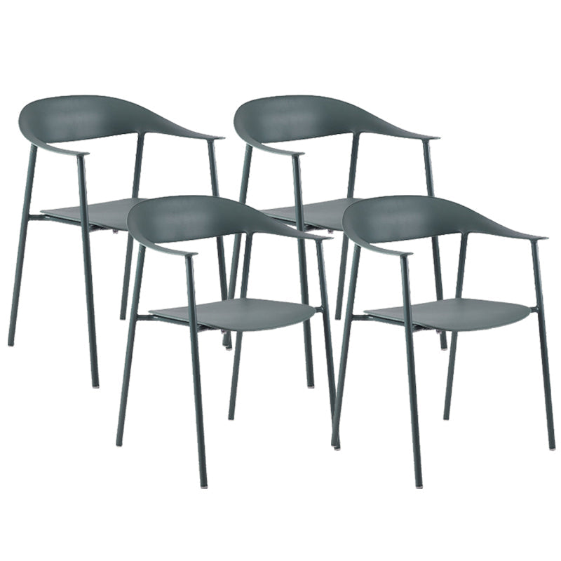 Silla de plástico de silla trasera abierta moderna con base de metal