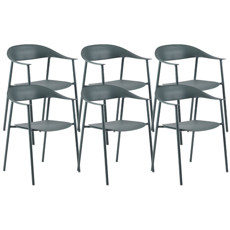 Silla de plástico de silla trasera abierta moderna con base de metal