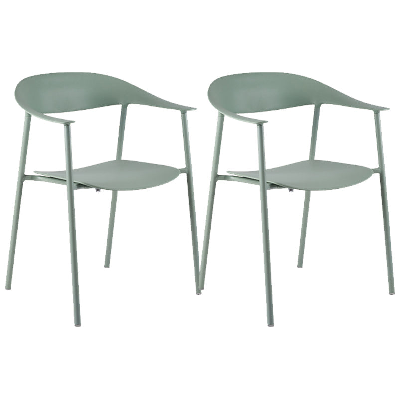 Silla de plástico de silla trasera abierta moderna con base de metal