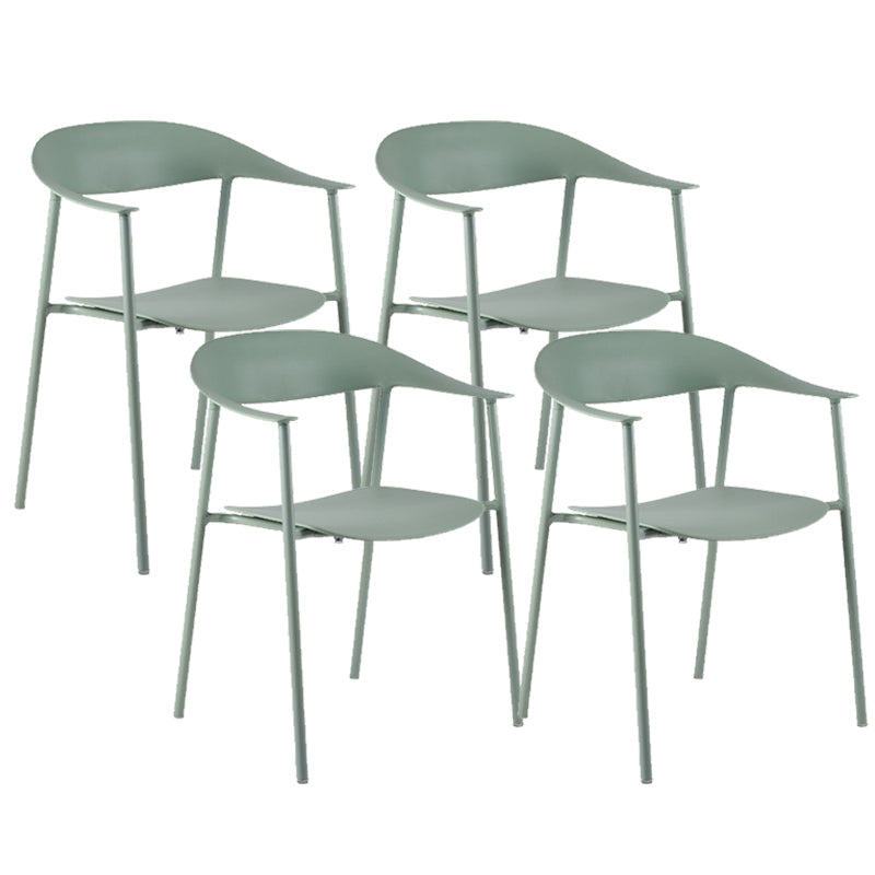 Silla de plástico de silla trasera abierta moderna con base de metal