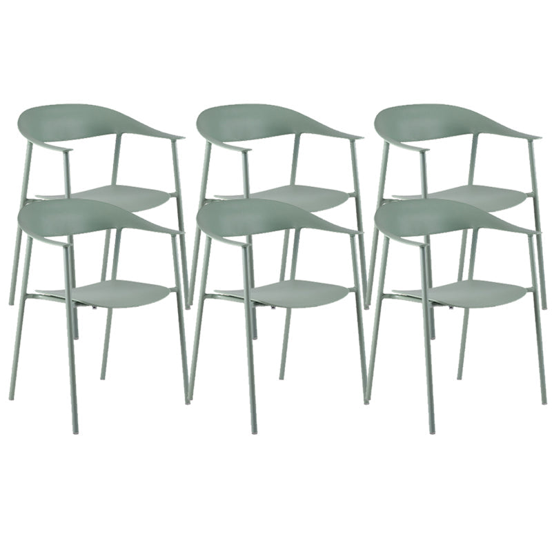 Silla de plástico de silla trasera abierta moderna con base de metal