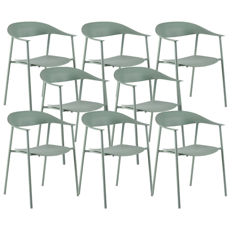 Silla de plástico de silla trasera abierta moderna con base de metal