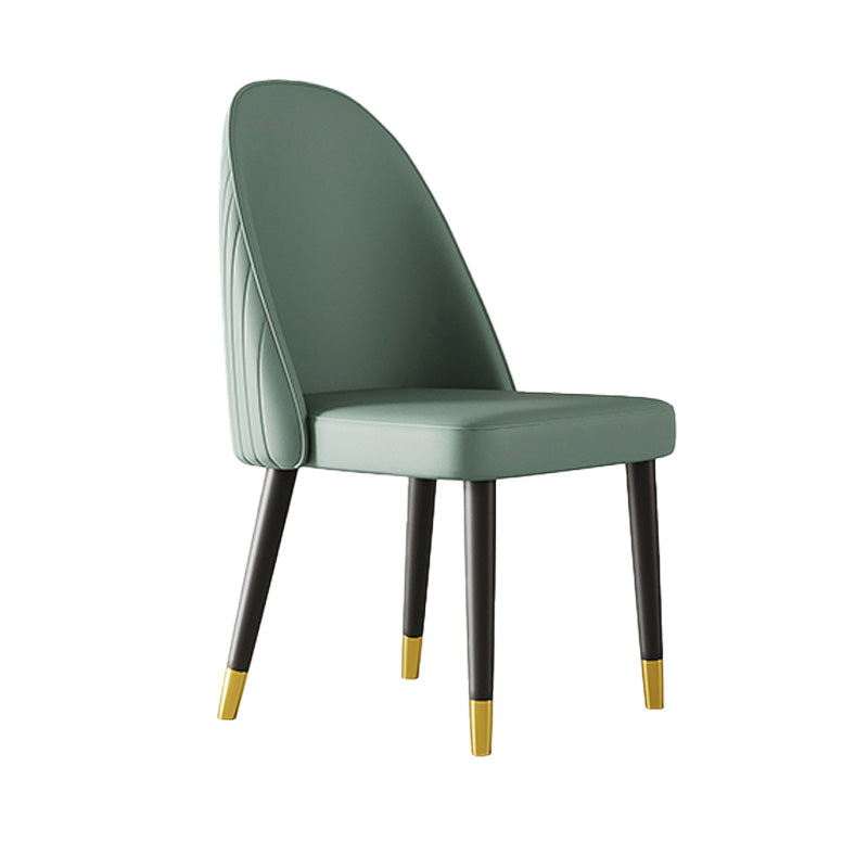 Oak Wood Glam Dining Chair Matte Finish Solid Back Side Chair