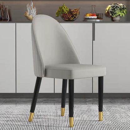 Oak Wood Glam Dining Chair Matte Finish Solid Back Side Chair