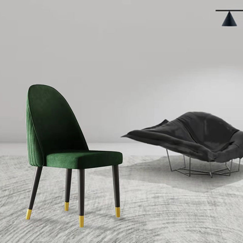 Oak Wood Glam Dining Chair Matte Finish Solid Back Side Chair