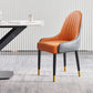 Glam -gestoffeerde eetkamerstoel Faux Leather en Metal Dining Accent Chair