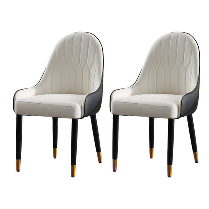 Glam -gestoffeerde eetkamerstoel Faux Leather en Metal Dining Accent Chair