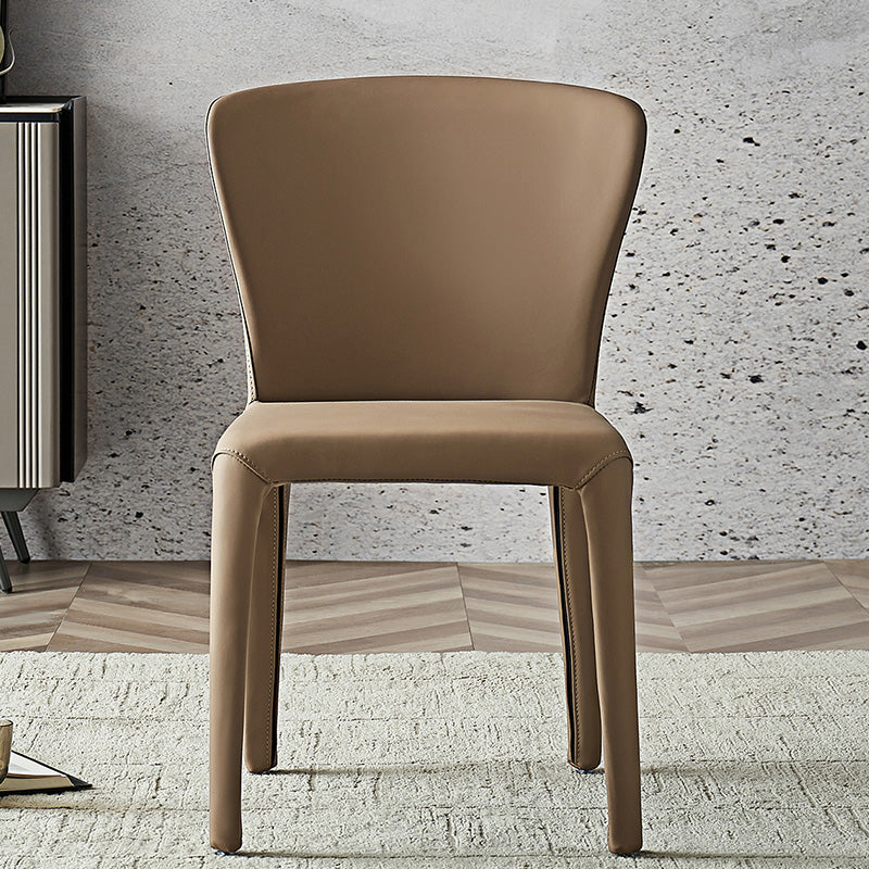 Moderne binnenarmloze eetkamerstoel faux leren zijstoel voor thuis