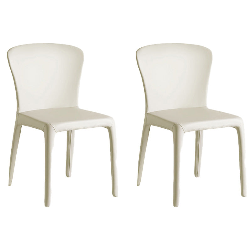 Moderne binnenarmloze eetkamerstoel faux leren zijstoel voor thuis