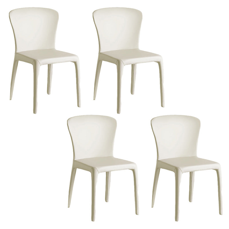 Moderne binnenarmloze eetkamerstoel faux leren zijstoel voor thuis