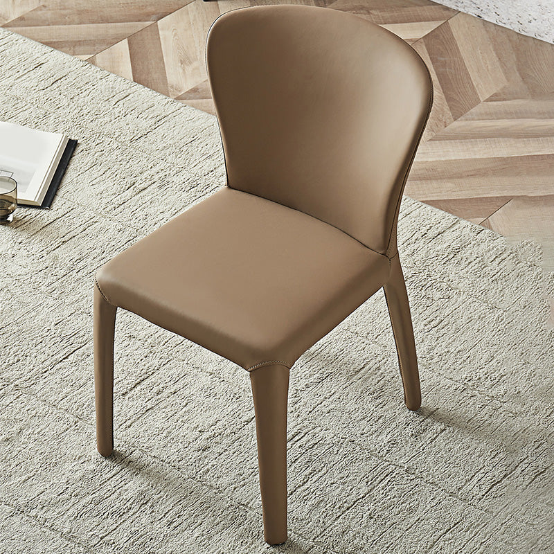 Moderne binnenarmloze eetkamerstoel faux leren zijstoel voor thuis