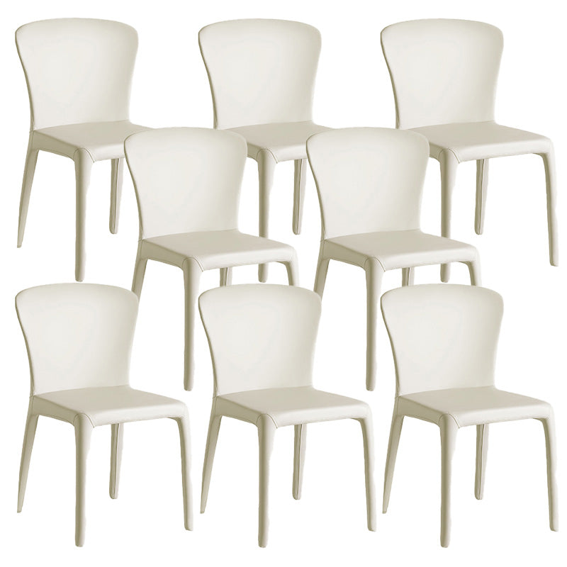 Moderne binnenarmloze eetkamerstoel faux leren zijstoel voor thuis