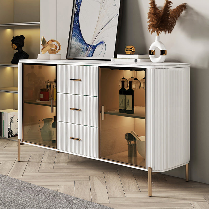 Credenza a 3 tradizioni in pietra sinterizzata glam con porte di vetro per soggiorno