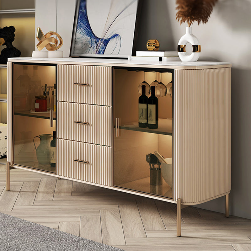 Credenza a 3 tradizioni in pietra sinterizzata glam con porte di vetro per soggiorno