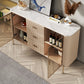 Credenza a 3 tradizioni in pietra sinterizzata glam con porte di vetro per soggiorno