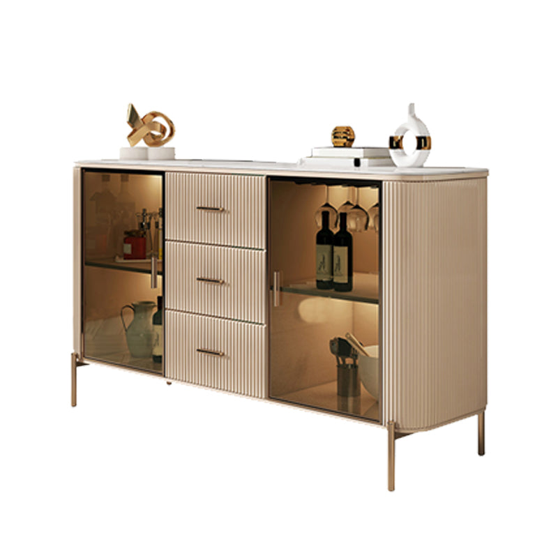 Credenza a 3 tradizioni in pietra sinterizzata glam con porte di vetro per soggiorno
