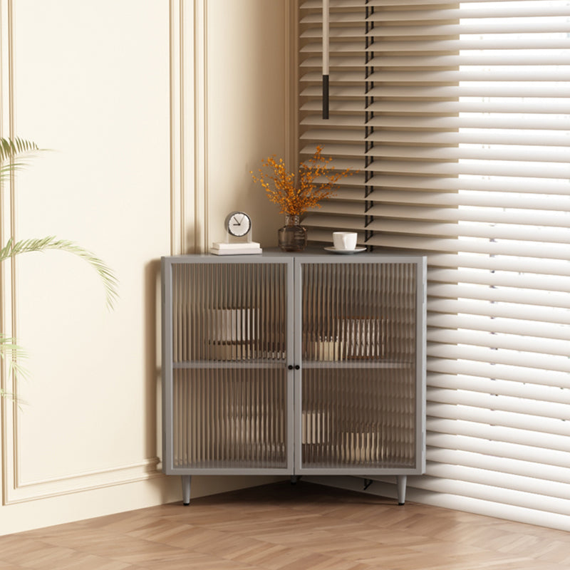 Modern 23.6"W√ó31.5"H Dining Server Antique Finish Steel Sideboard Table with Glass Door Clearhalo 'buffet_sideboard' 'Buffets & Sideboards' 'furn' 'furn_buffet_sideboard' 'Furniture' 'Kitchen & Dining Furniture' 6156626