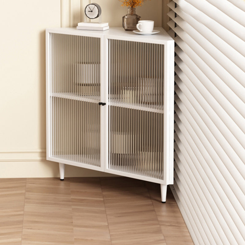 Modern 23.6"W√ó31.5"H Dining Server Antique Finish Steel Sideboard Table with Glass Door Clearhalo 'buffet_sideboard' 'Buffets & Sideboards' 'furn' 'furn_buffet_sideboard' 'Furniture' 'Kitchen & Dining Furniture' 6156627