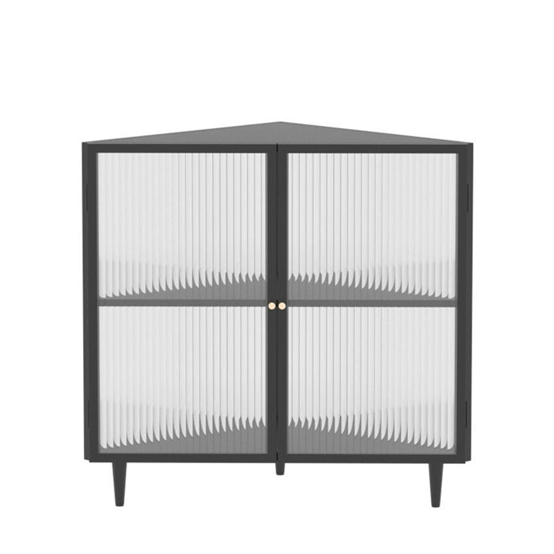 Modern 23.6"W√ó31.5"H Dining Server Antique Finish Steel Sideboard Table with Glass Door Clearhalo 'buffet_sideboard' 'Buffets & Sideboards' 'furn' 'furn_buffet_sideboard' 'Furniture' 'Kitchen & Dining Furniture' 6156628