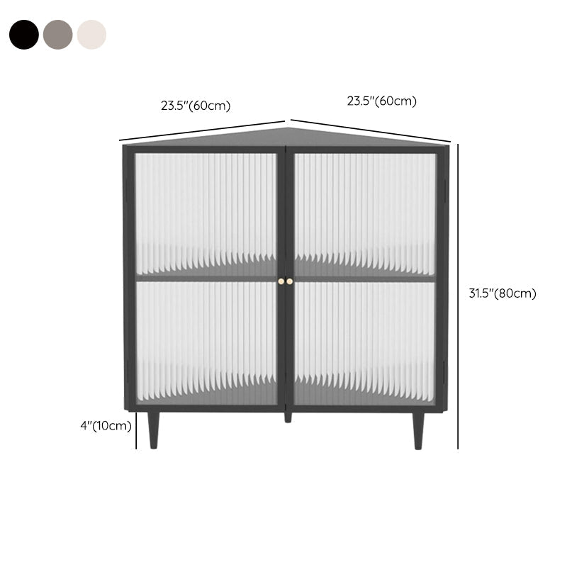 Modern 23.6"W√ó31.5"H Dining Server Antique Finish Steel Sideboard Table with Glass Door Clearhalo 'buffet_sideboard' 'Buffets & Sideboards' 'furn' 'furn_buffet_sideboard' 'Furniture' 'Kitchen & Dining Furniture' 6156634