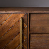 Tableau latéral en bois massif en pin à 2 portes Table de buffet en bois en détresse en marron