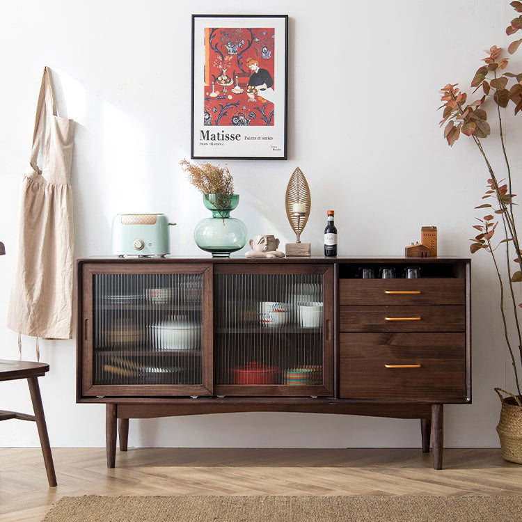 3 cajones gabinetes de aparador moderno Pino Puerta corredera de madera maciza Mesa de buffet