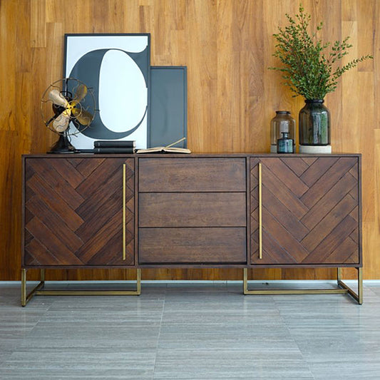 Glam 2 porte a buffet Tabella 3-disegno a buffet in legno massiccio per soggiorno