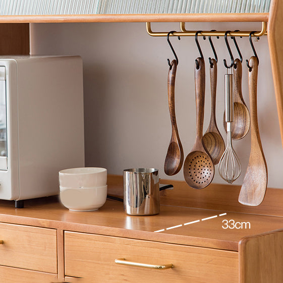 Modern Sideboard Pine Solid Wood Sliding Doors Buffet Table with 4 Drawers and 3 Doors Clearhalo 'buffet_sideboard' 'Buffets & Sideboards' 'furn' 'furn_buffet_sideboard' 'Furniture' 'Kitchen & Dining Furniture' 6156765