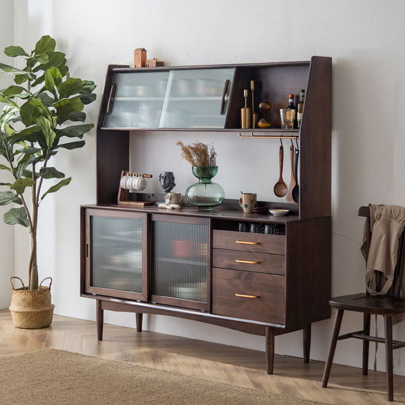 Armoires de buffet modernes 3 tiroirs en bois massif Portes coulissantes table de buffet