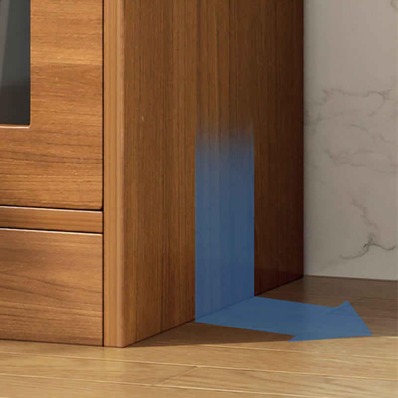 Modern Brown Server Engineering Wood Sideboard Table with Glass Door Clearhalo 'buffet_sideboard' 'Buffets & Sideboards' 'furn' 'furn_buffet_sideboard' 'Furniture' 'Kitchen & Dining Furniture' 6156839