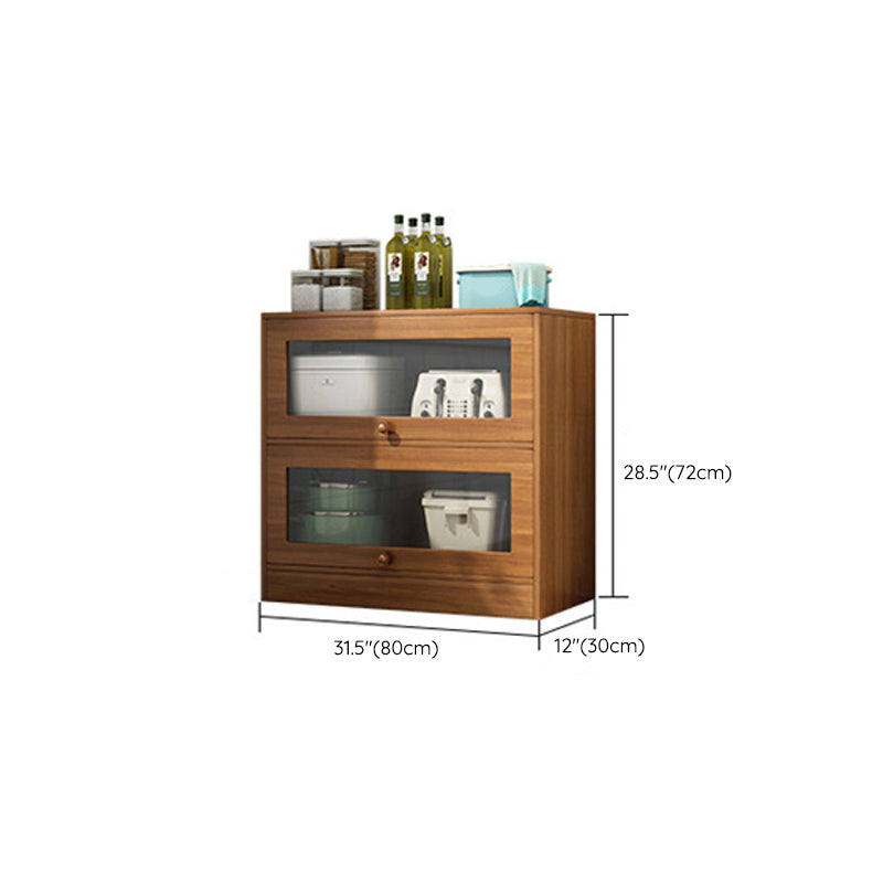 Modern Brown Server Engineering Wood Sideboard Table with Glass Door Clearhalo 'buffet_sideboard' 'Buffets & Sideboards' 'furn' 'furn_buffet_sideboard' 'Furniture' 'Kitchen & Dining Furniture' 6156850