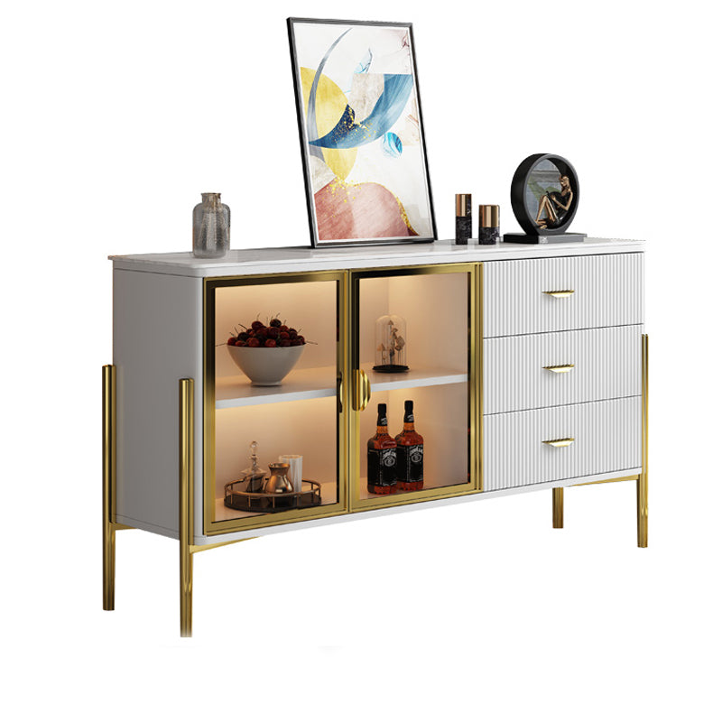 Buffet de restauration glamour avec tiroirs en bois et serveur de restauration en bois d'ingénierie