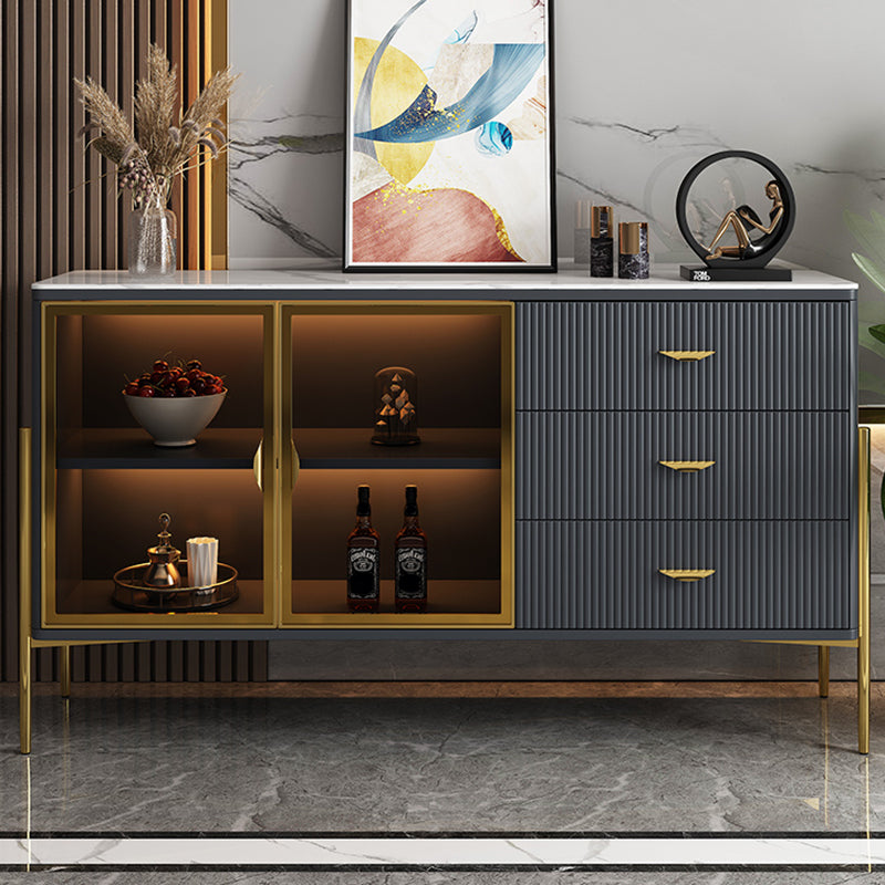 Buffet de restauration glamour avec tiroirs en bois et serveur de restauration en bois d'ingénierie