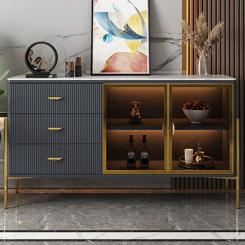 Buffet de restauration glamour avec tiroirs en bois et serveur de restauration en bois d'ingénierie