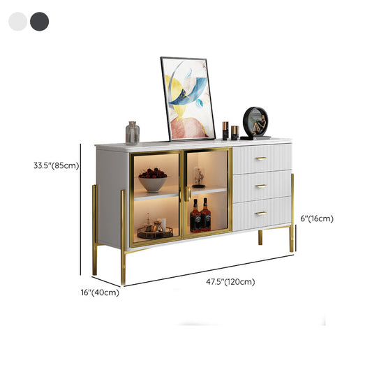 Buffet da pranzo glam con cassetti in legno ingegnerizzato e server di pranzo in pietra