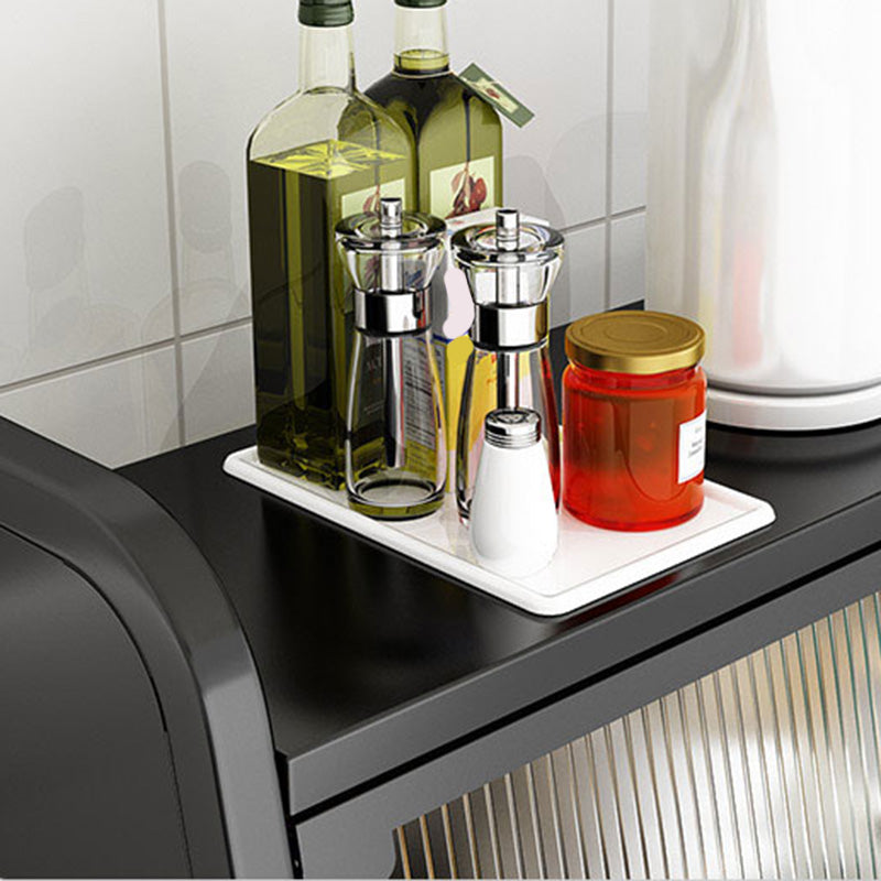 Servidor de comedor de metal contemporáneo Servidor de buffet negro para cocina