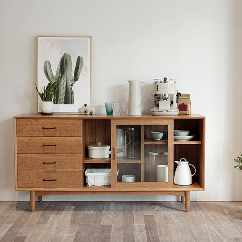 Wooden Storage Sideboard Modern Home Sideboard with Drawers and Sliding Door Clearhalo 'buffet_sideboard' 'Buffets & Sideboards' 'furn' 'furn_buffet_sideboard' 'Furniture' 'Kitchen & Dining Furniture' 6156951