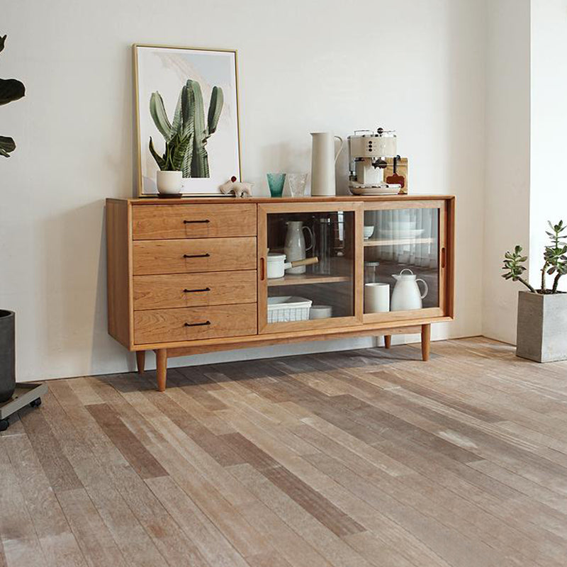 Wooden Storage Sideboard Modern Home Sideboard with Drawers and Sliding Door Clearhalo 'buffet_sideboard' 'Buffets & Sideboards' 'furn' 'furn_buffet_sideboard' 'Furniture' 'Kitchen & Dining Furniture' 6156956