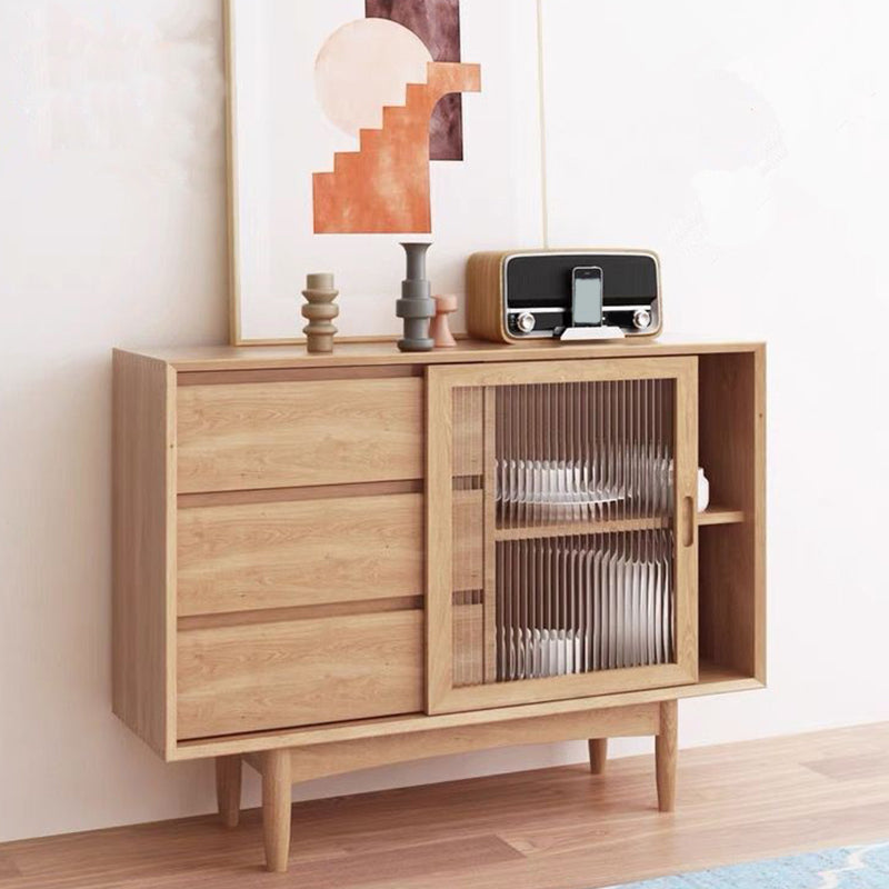 Modern Rectangle Sideboard Wooden Sideboard Cabinet with Sliding Door Clearhalo 'buffet_sideboard' 'Buffets & Sideboards' 'furn' 'furn_buffet_sideboard' 'Furniture' 'Kitchen & Dining Furniture' 6157022