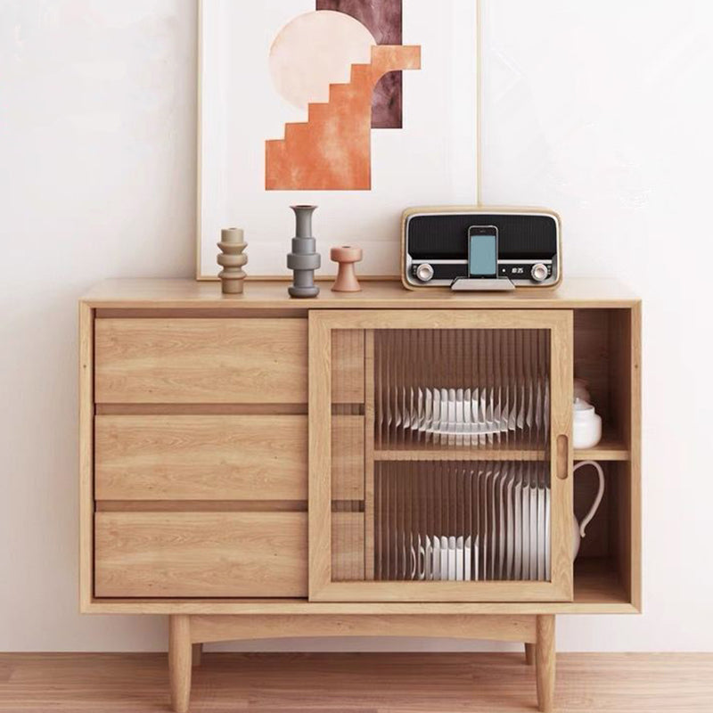 Modern Rectangle Sideboard Wooden Sideboard Cabinet with Sliding Door Clearhalo 'buffet_sideboard' 'Buffets & Sideboards' 'furn' 'furn_buffet_sideboard' 'Furniture' 'Kitchen & Dining Furniture' 6157025