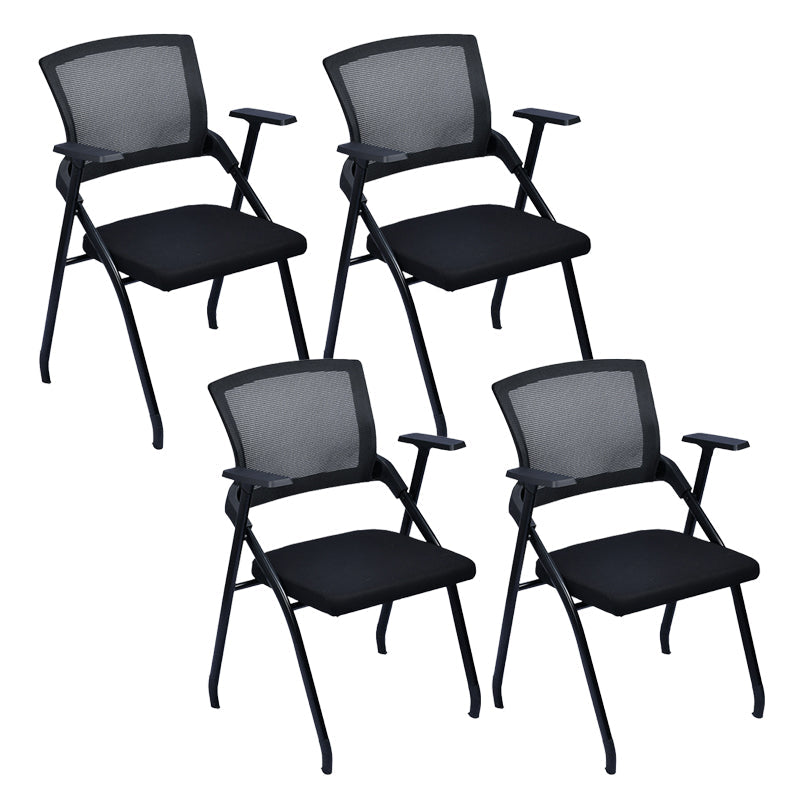 Modern Breathable AirGrid Arm Chair Microfiber Black Conference Office Chair 4 Piece Set Clearhalo 'furn' 'furn_office_chair' 'Furniture' 'Office Chairs' 'Office Furniture' 'office_chair' 6157120