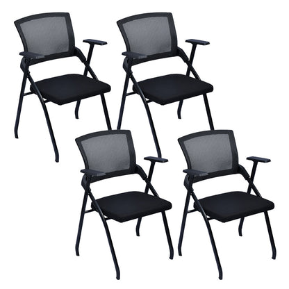 Modern Breathable AirGrid Arm Chair Microfiber Black Conference Office Chair 4 Piece Set Clearhalo 'furn' 'furn_office_chair' 'Furniture' 'Office Chairs' 'Office Furniture' 'office_chair' 6157120