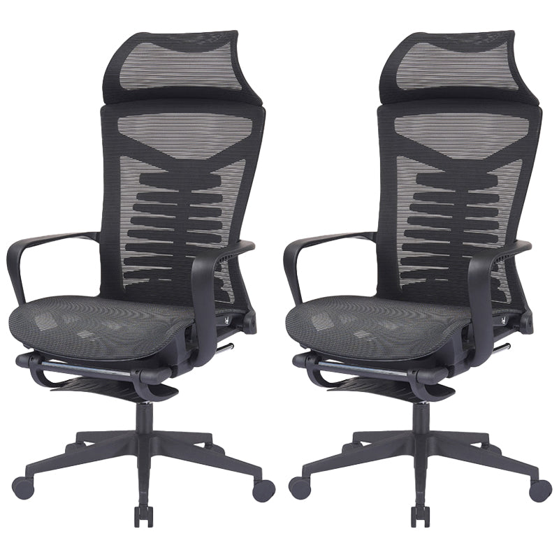 Contemporary Arm Chair Adjustable Seat Height Ergonomic Swivel Office Chair Black 2 Piece Set Clearhalo 'furn' 'furn_office_chair' 'Furniture' 'Office Chairs' 'Office Furniture' 'office_chair' 6157167